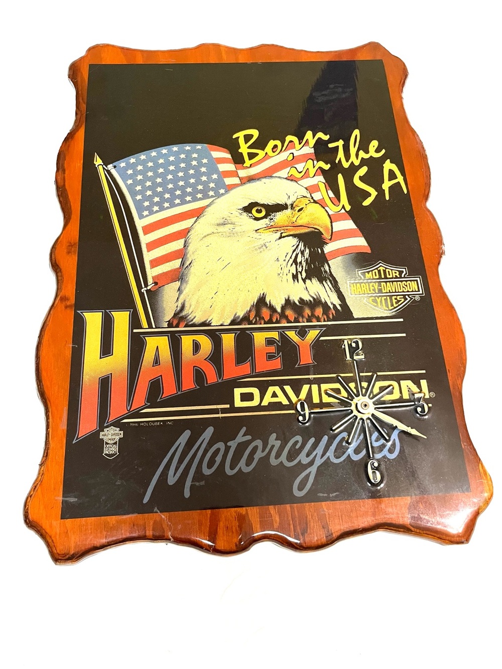 Harley-Davidson Black Dial Wall Plaque with Orange Scalloped Frame